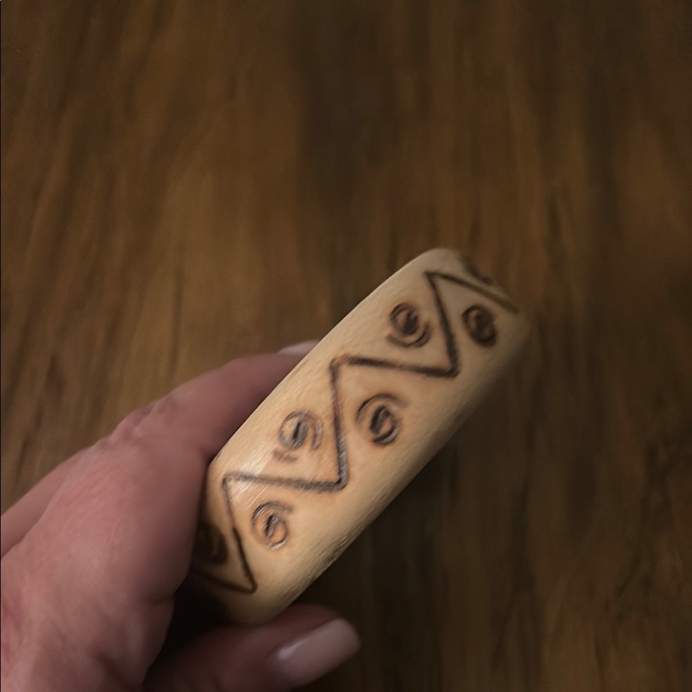 Carved Wooden Bangle Bracelet